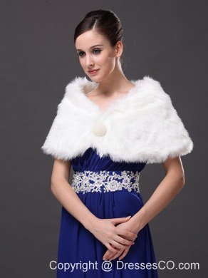 Gorgeous Rabbit Fur Special Occasion / Wedding Shawl In Ivory With V-neck